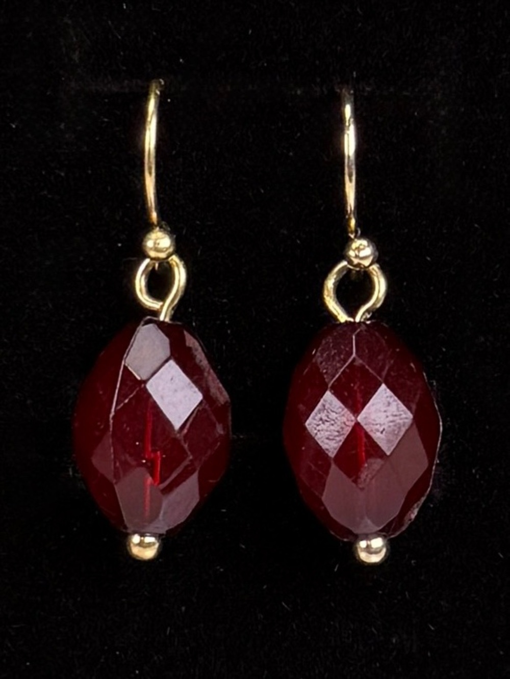 Pretty ruby red costume dangle pierced earrings